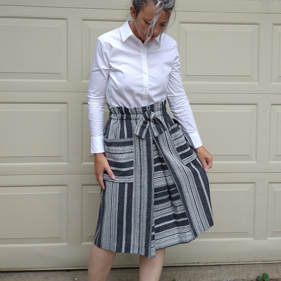 VINTAGE SKIRT paperbag waist midi S M (K9) - Picture 3 of 10